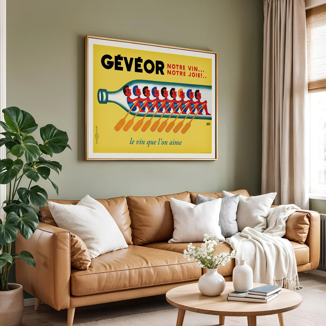 Gévéor Wine Rowers 1950 | French Vintage Advertising Wall Art Print