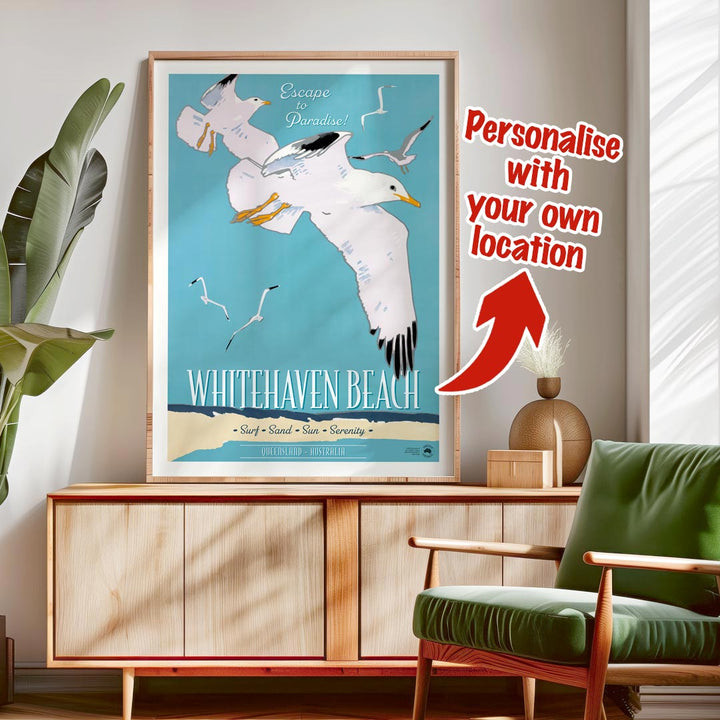 Custom Beach Wall Art Print | Whitehaven or Your Own Favourite Beach