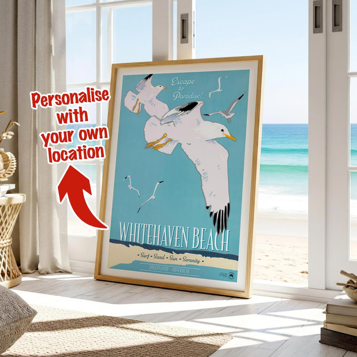 Custom Beach Wall Art Print | Whitehaven or Your Own Favourite Beach