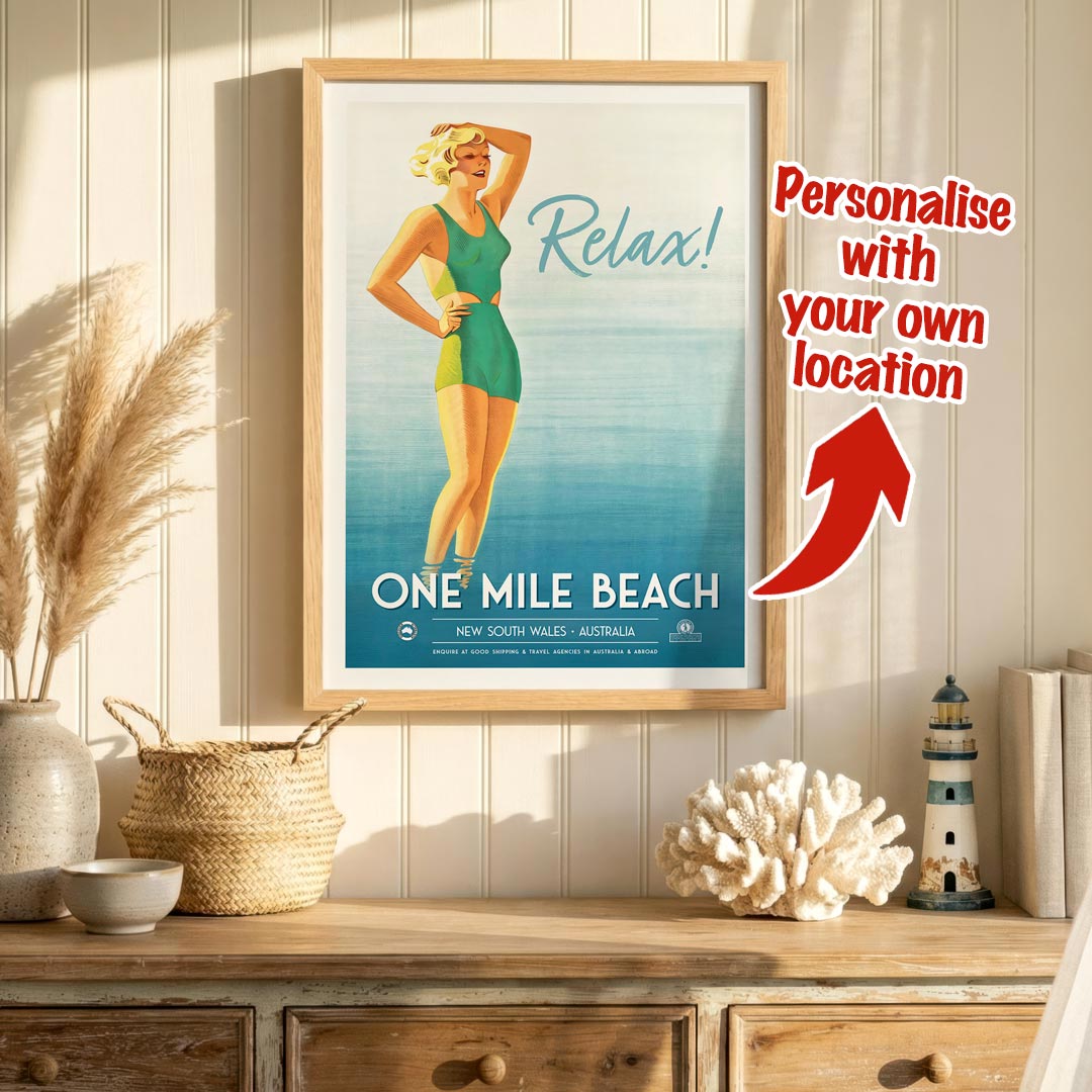 Custom Beach Wall Art Print | One Mile or Your Own Favourite Beach