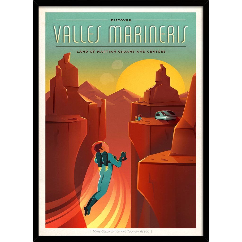 Spacex Mars Valles Marineris | Usa 422Mm X 295Mm 16.6 11.6 A3 / Black Print Art