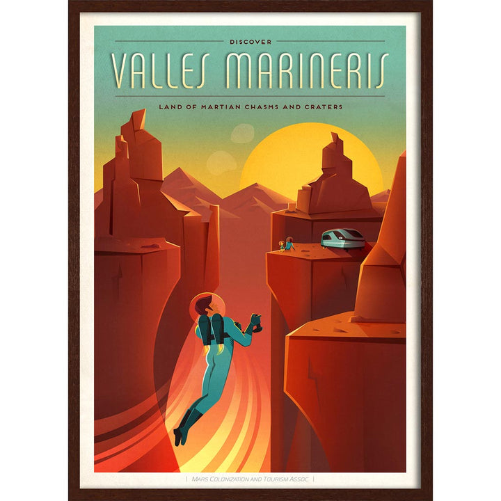 Spacex Mars Valles Marineris | Usa 422Mm X 295Mm 16.6 11.6 A3 / Dark Oak Print Art