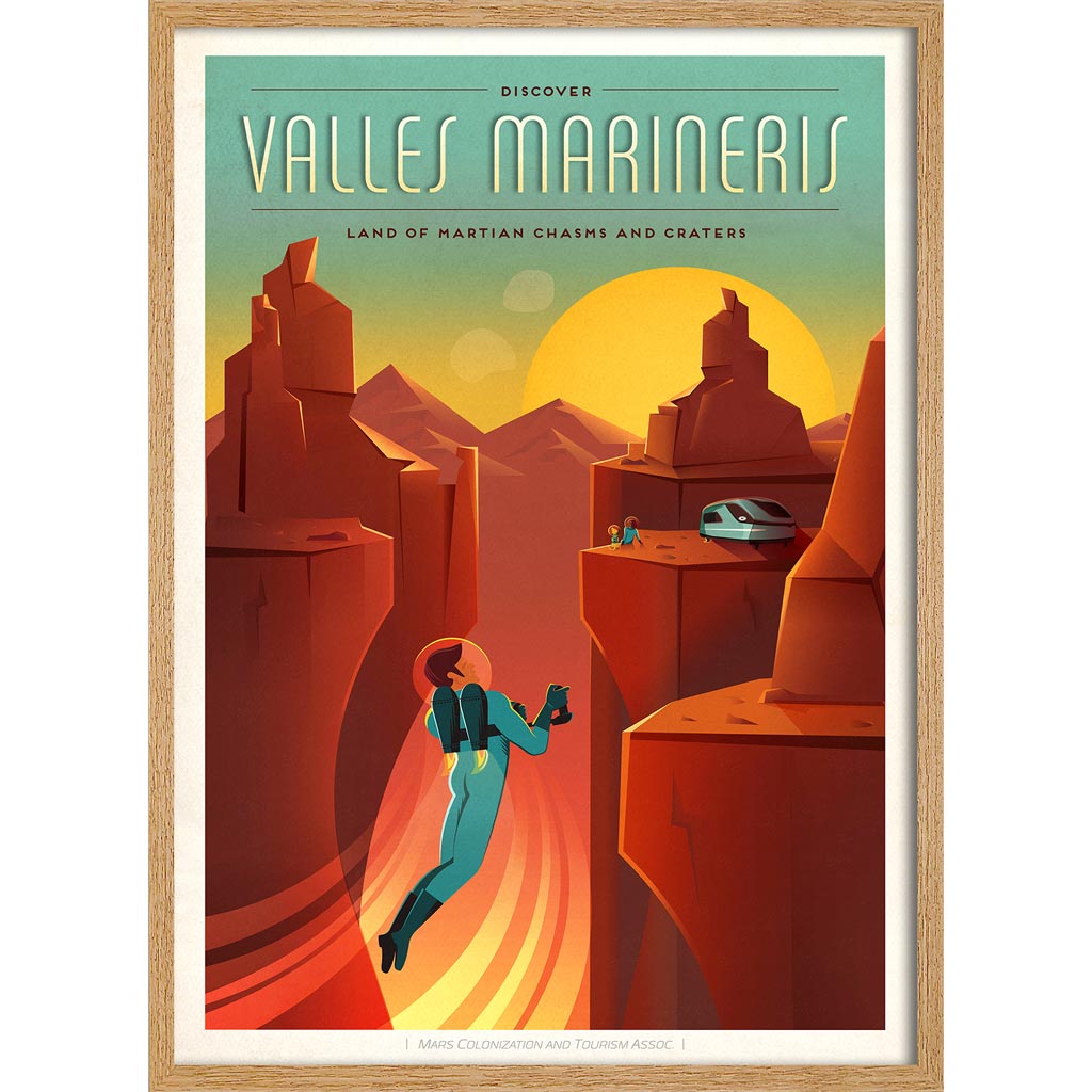 Spacex Mars Valles Marineris | Usa 422Mm X 295Mm 16.6 11.6 A3 / Natural Oak Print Art