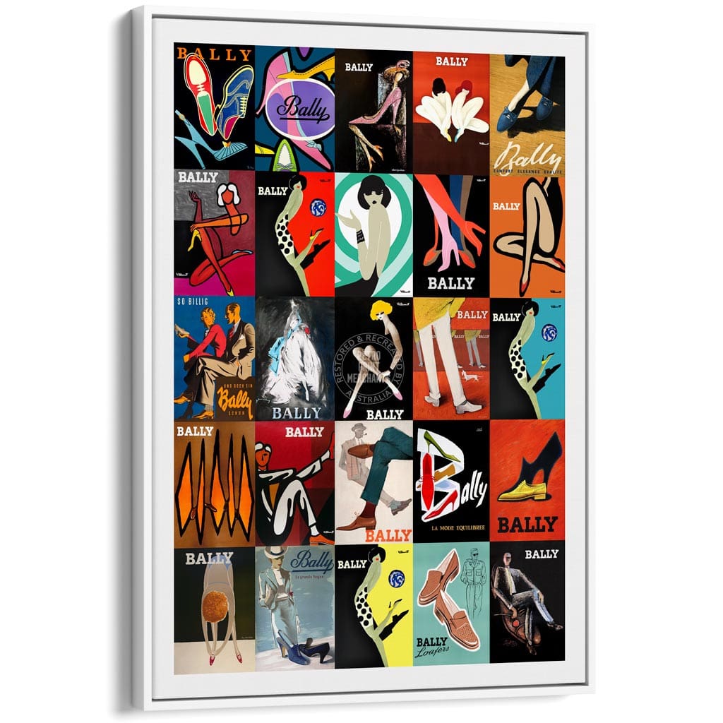 25 Famous Bally Posters | Switzerland A3 297 X 420Mm 11.7 16.5 Inches / Canvas Floating Frame: