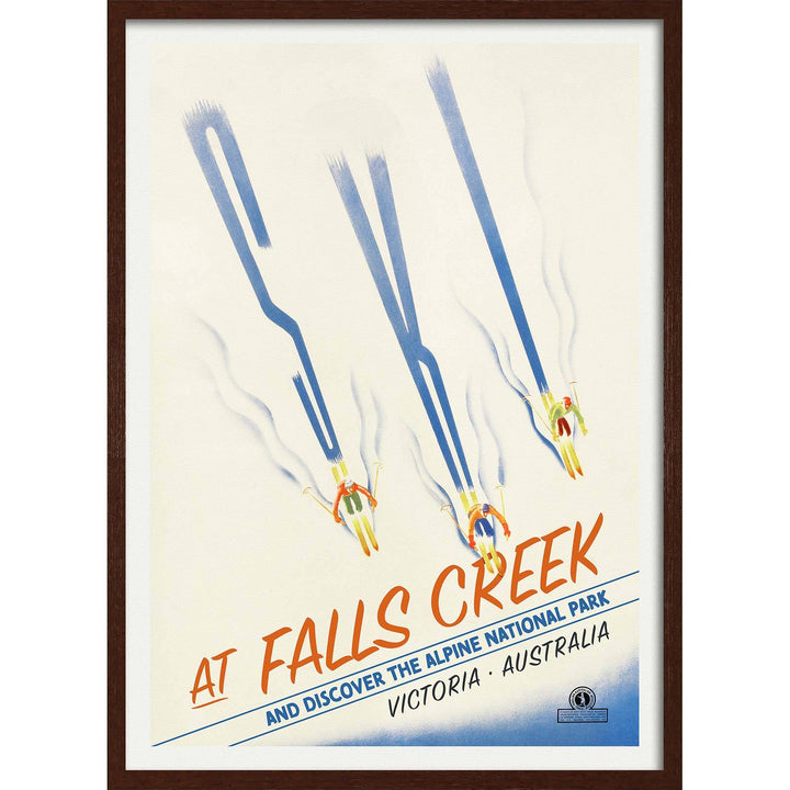 Ski Falls Creek | Australia 422Mm X 295Mm 16.6 11.6 A3 / Dark Oak Print Art