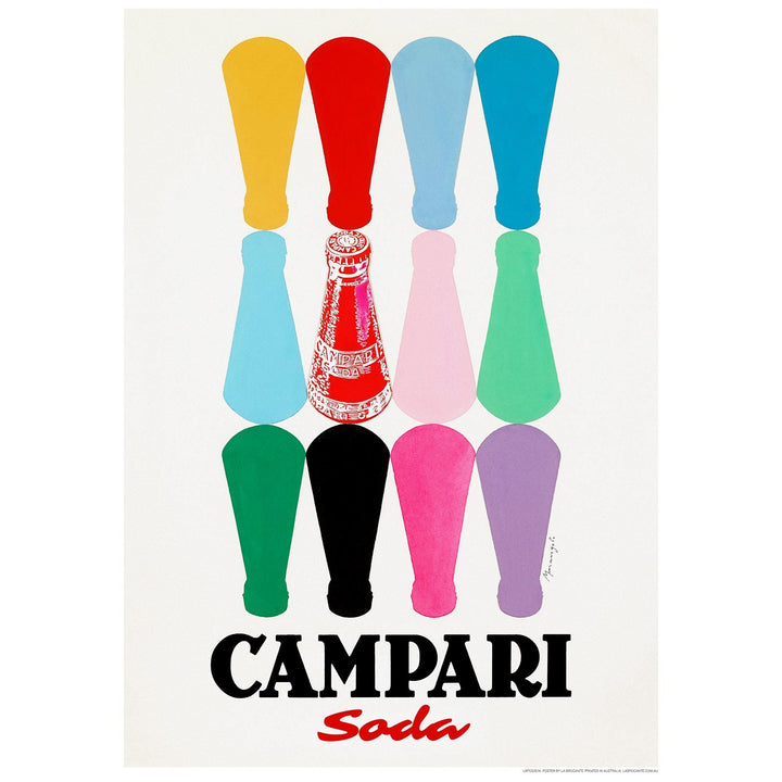 Campari 12 Colourful Bottles | Italy 422Mm X 295Mm 16.6 11.6 A3 / Unframed Print Art