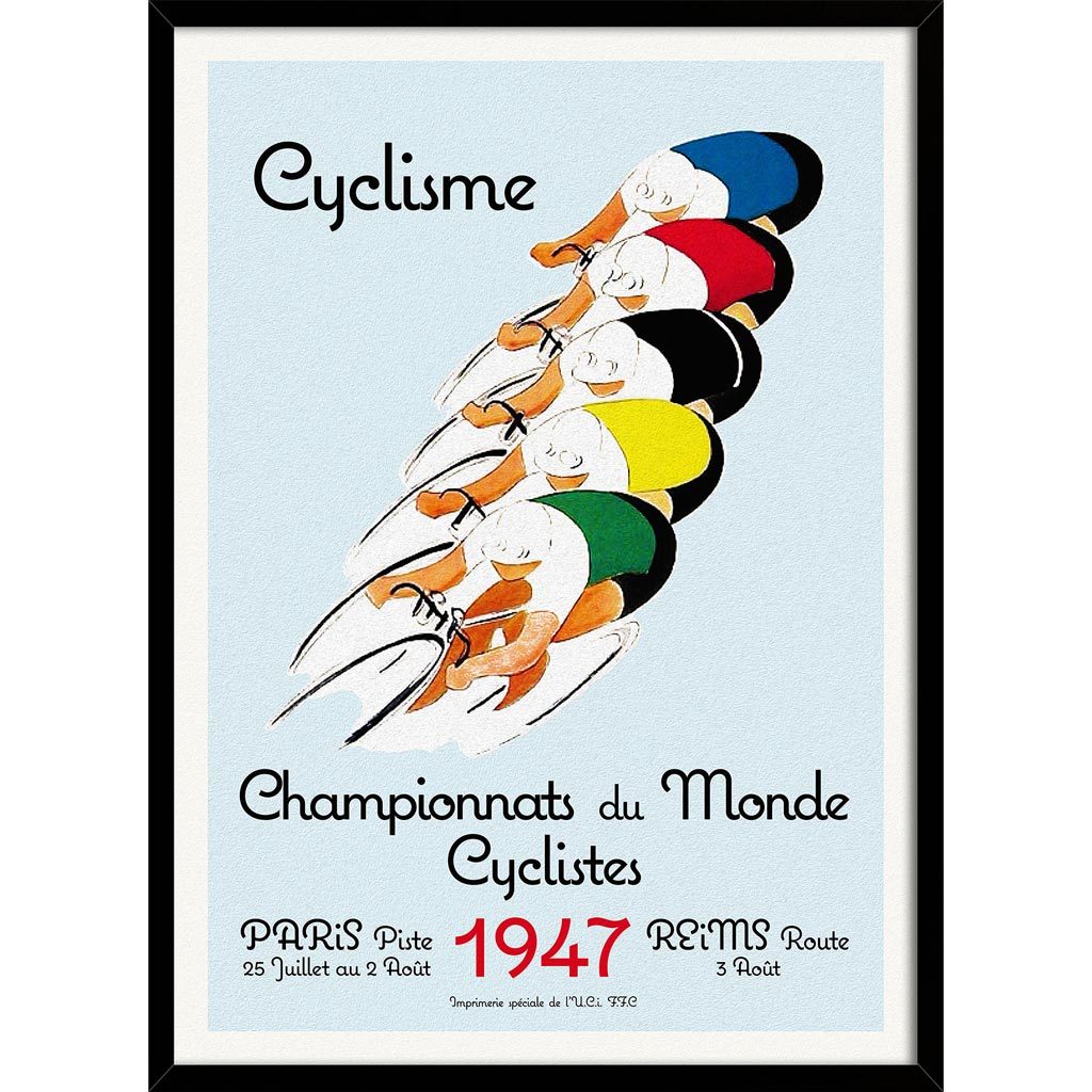 Cyclisme 1947 | France 422Mm X 295Mm 16.6 11.6 A3 / Black Print Art