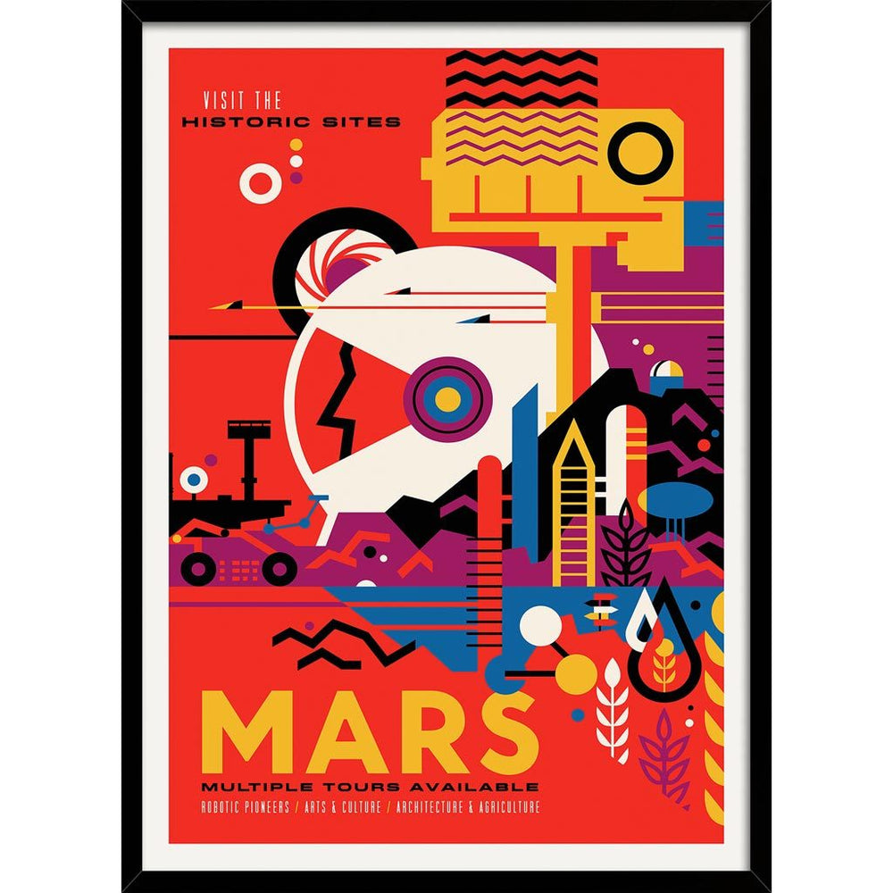 Nasa Mars Tours | Usa 422Mm X 295Mm 16.6 11.6 A3 / Black Print Art