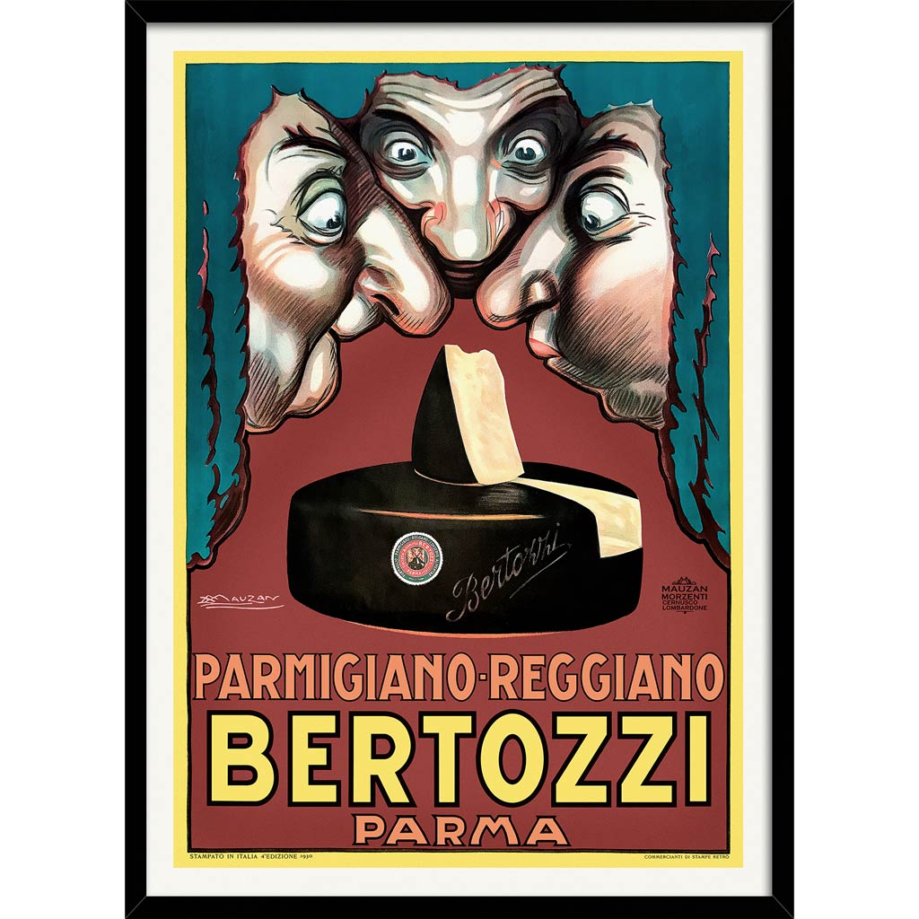 Bertozzi Cheese | Italy A4 210 X 297Mm 8.3 11.7 Inches / Framed Print: Black Timber Print Art