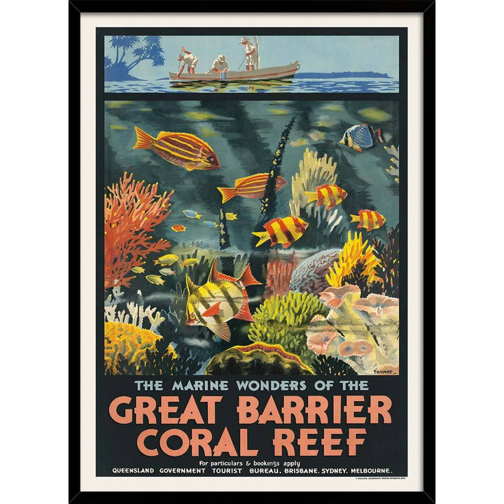 Great Barrier Coral Reef | Australia 422Mm X 295Mm 16.6 11.6 A3 / Black Print Art