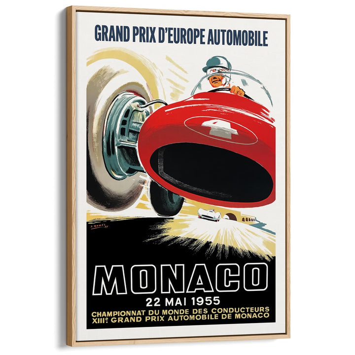 Monaco Grand Prix 1955 | France A3 297 X 420Mm 11.7 16.5 Inches / Canvas Floating Frame - Natural