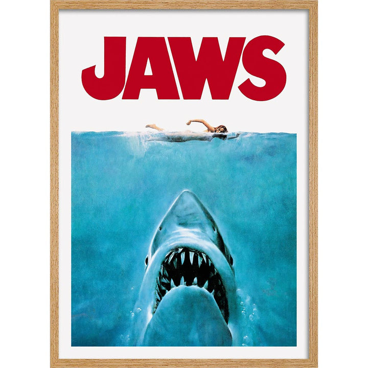 Jaws 1975 | Usa A3 297 X 420Mm 11.7 16.5 Inches / Framed Print - Natural Oak Timber Art