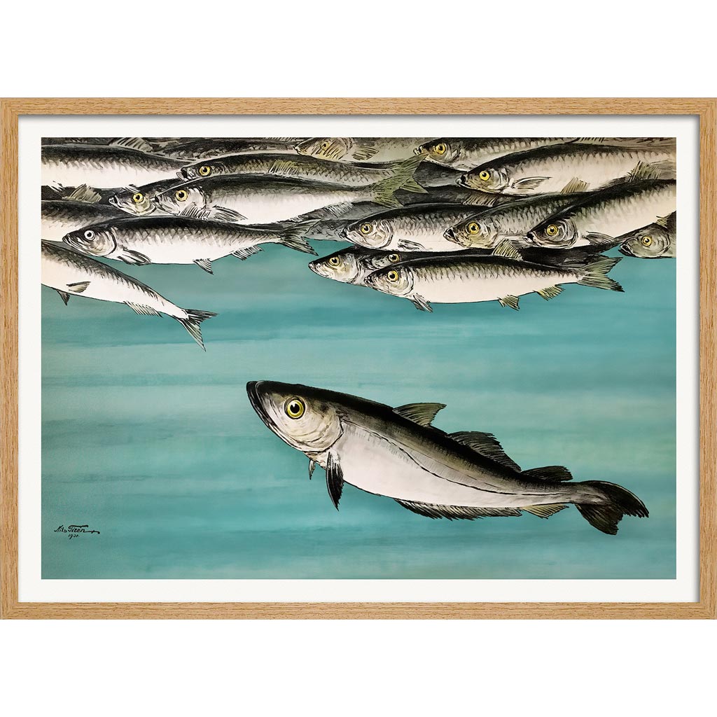 Herrings 1931 | Sweden A3 297 X 420Mm 11.7 16.5 Inches / Framed Print - Natural Oak Timber Art