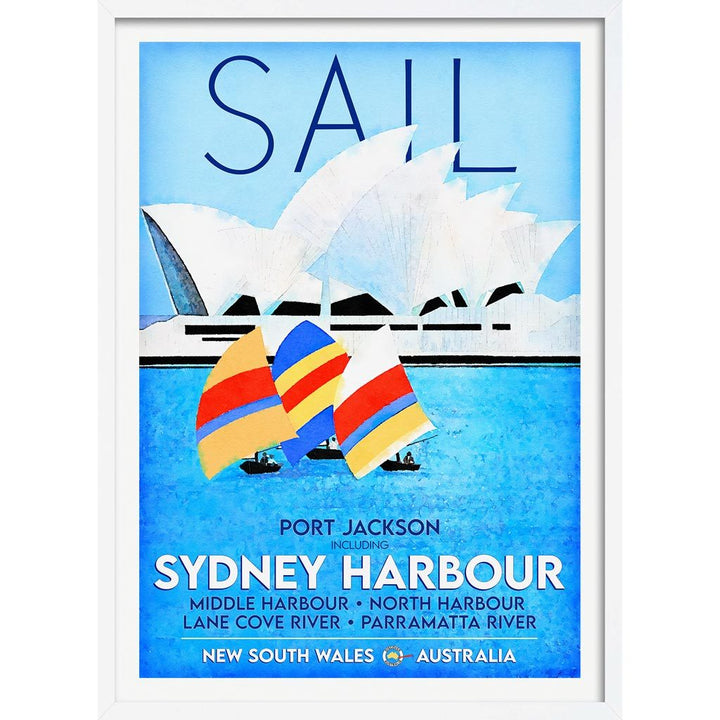 Sail Sydney Harbour | Australia A3 297 X 420Mm 11.7 16.5 Inches / Framed Print - White Timber Art