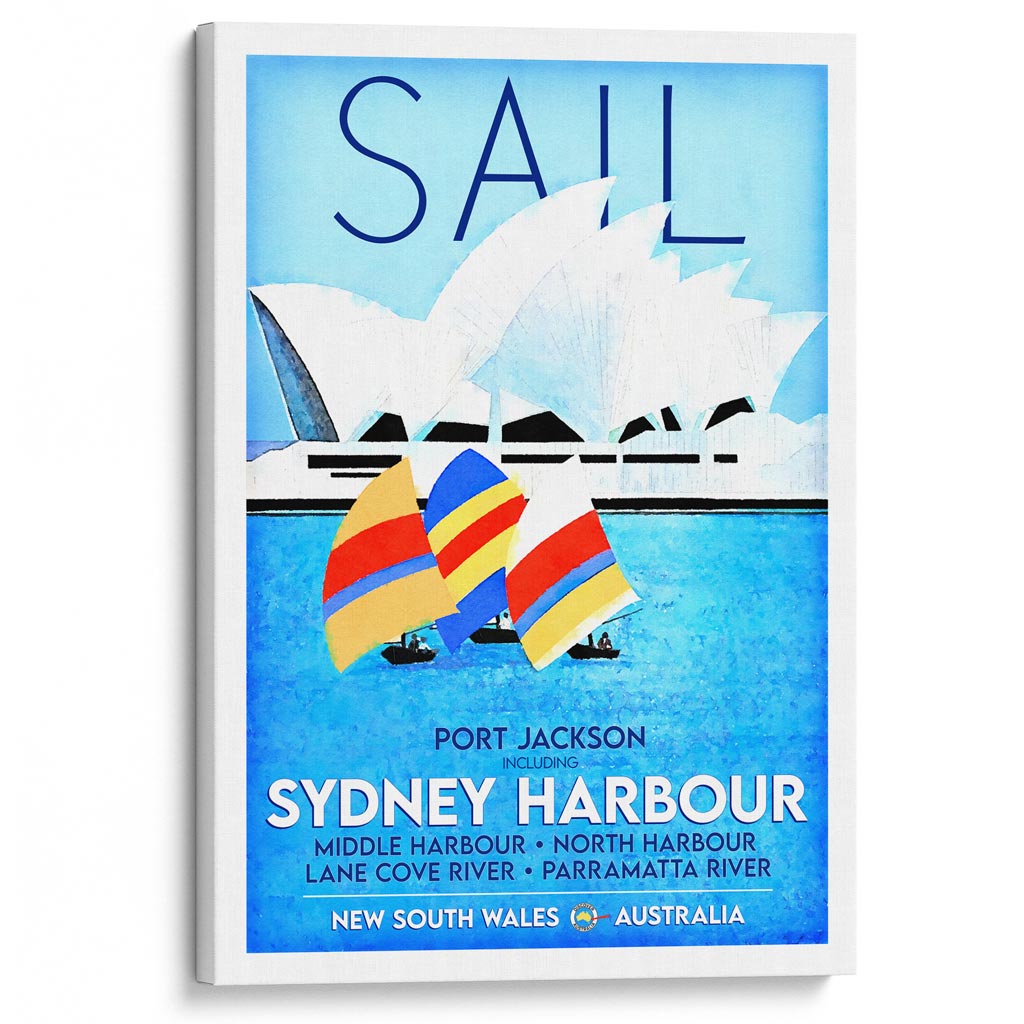 Sail Sydney Harbour | Australia A3 297 X 420Mm 11.7 16.5 Inches / Stretched Canvas Print Art