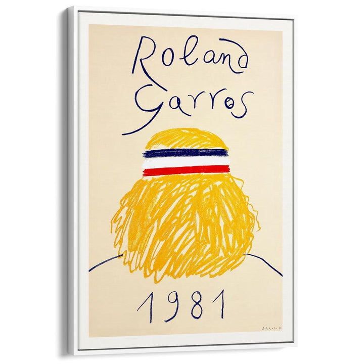 French Open Tennis 1981 | France A3 297 X 420Mm 11.7 16.5 Inches / Canvas Floating Frame - White