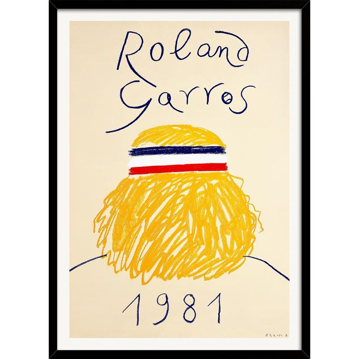 French Open Tennis 1981 | France A3 297 X 420Mm 11.7 16.5 Inches / Framed Print - Black Timber Art