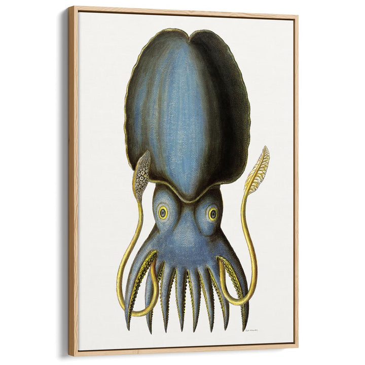 Blue Octopus | Germany A3 297 X 420Mm 11.7 16.5 Inches / Canvas Floating Frame - Natural Oak Timber