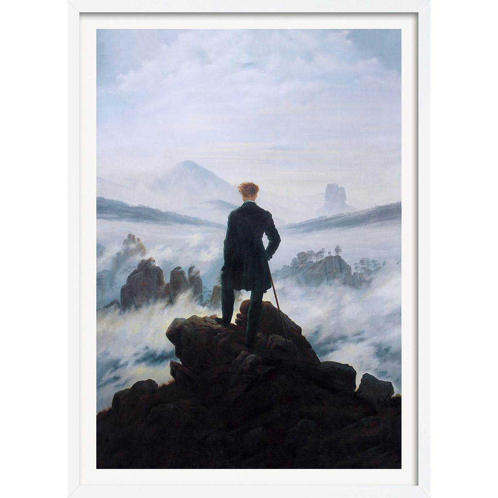 Wanderer Above The Sea Of Fog | Germany A3 297 X 420Mm 11.7 16.5 Inches / Framed Print - White