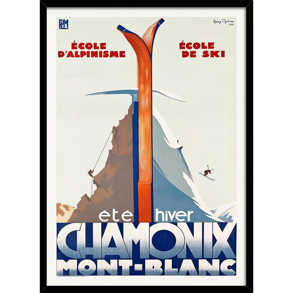 Chamonix Mont-Blanc | France A3 297 X 420Mm 11.7 16.5 Inches / Framed Print - Black Timber Art