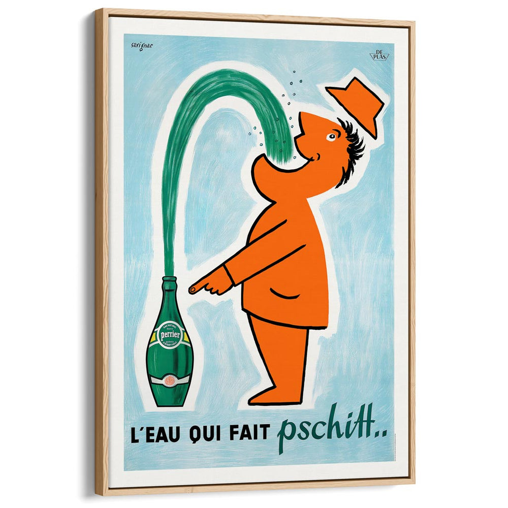 Perrier Pschitt | France A3 297 X 420Mm 11.7 16.5 Inches / Canvas Floating Frame - Natural Oak