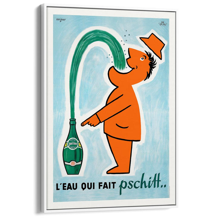 Perrier Pschitt | France A3 297 X 420Mm 11.7 16.5 Inches / Canvas Floating Frame - White Timber