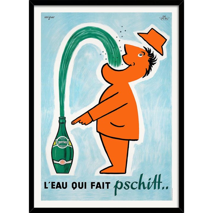 Perrier Pschitt | France A3 297 X 420Mm 11.7 16.5 Inches / Framed Print - Black Timber Art