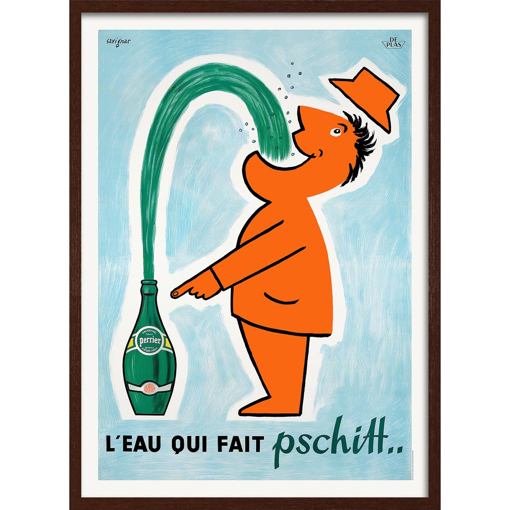 Perrier Pschitt | France A3 297 X 420Mm 11.7 16.5 Inches / Framed Print - Dark Oak Timber Art