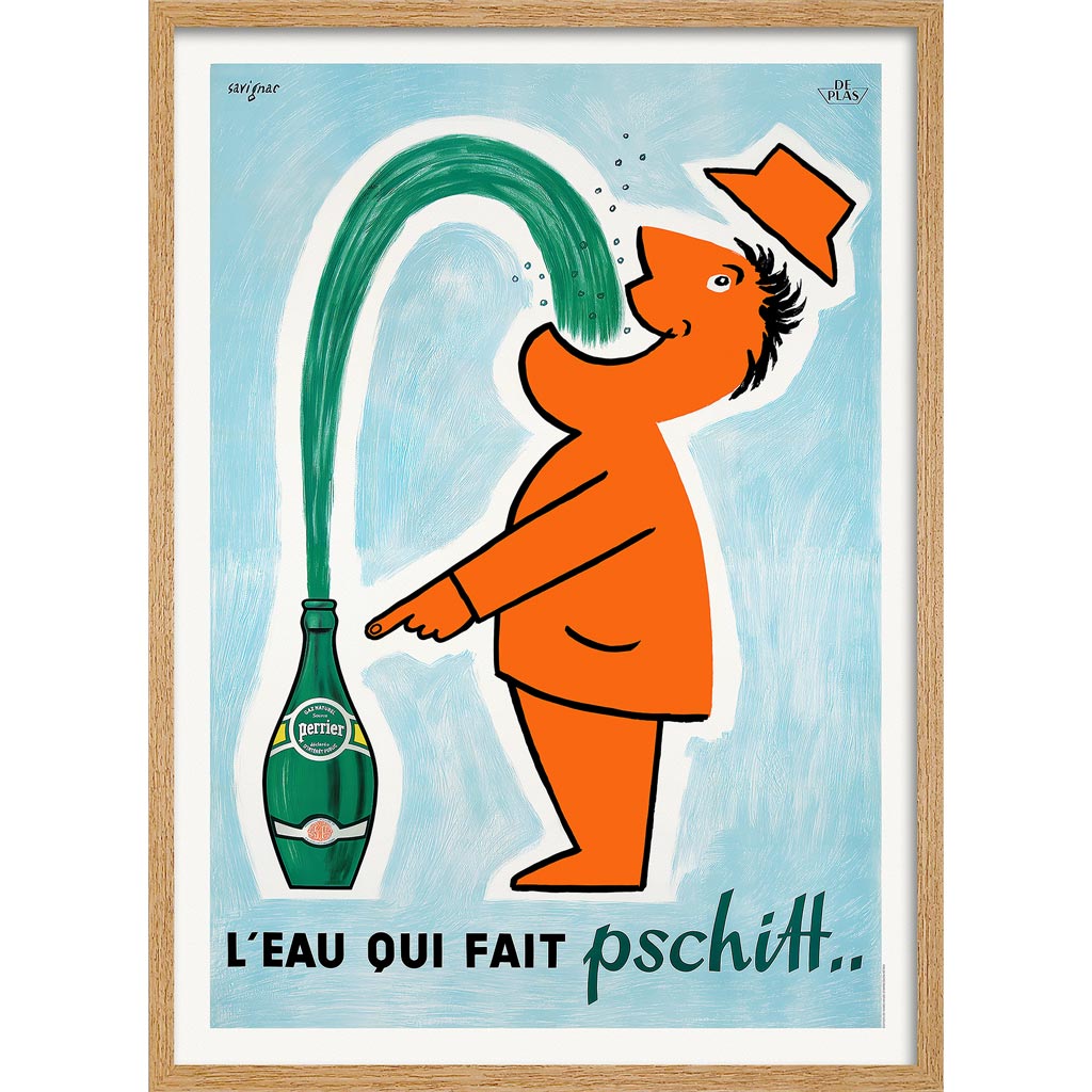 Perrier Pschitt | France A3 297 X 420Mm 11.7 16.5 Inches / Framed Print - Natural Oak Timber Art