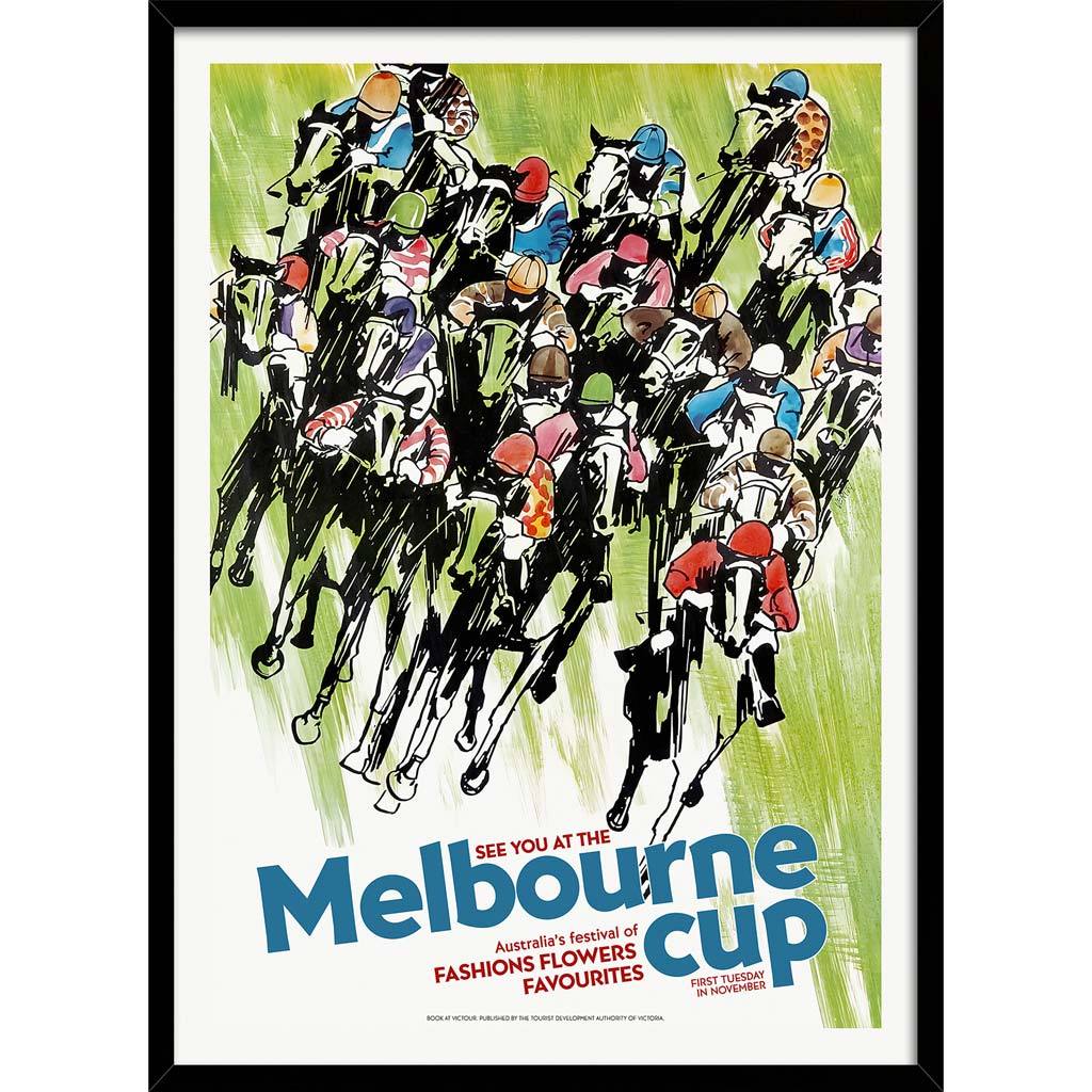 Melbourne Cup | Australia A3 297 X 420Mm 11.7 16.5 Inches / Framed Print - Black Timber Art