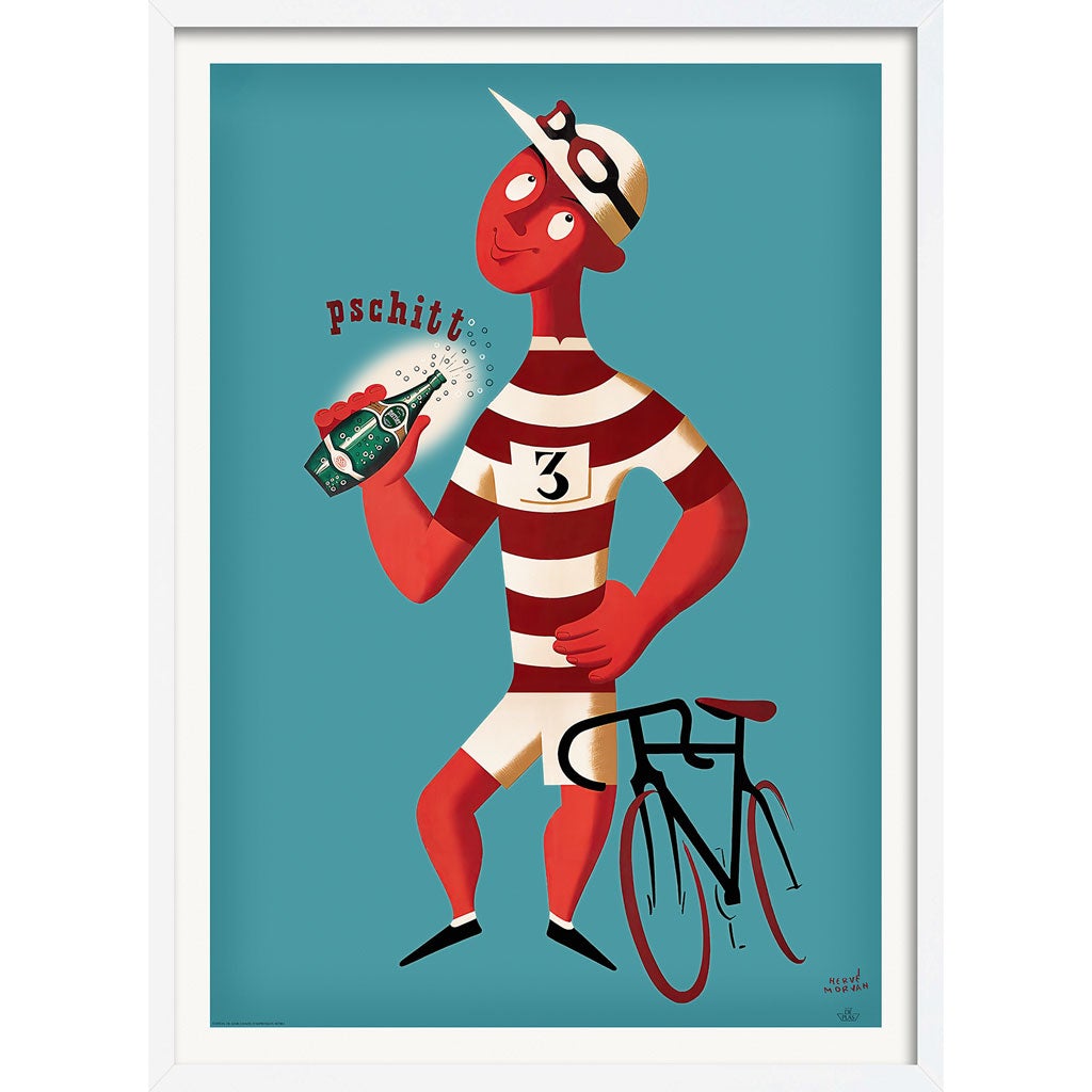 Perrier Pschitt Cyclist | France A3 297 X 420Mm 11.7 16.5 Inches / Framed Print - White Timber Art