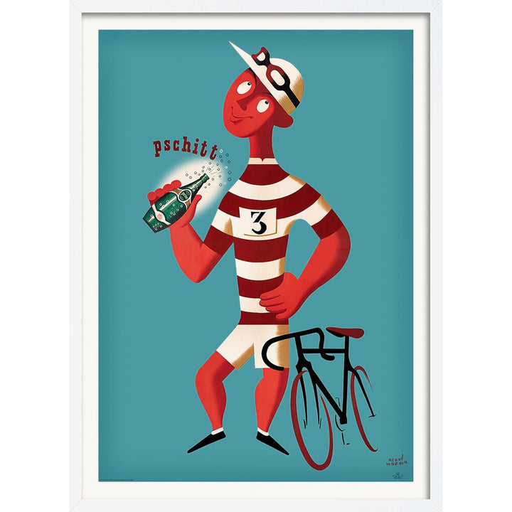 Perrier Pschitt Cyclist | France A3 297 X 420Mm 11.7 16.5 Inches / Framed Print - White Timber Art