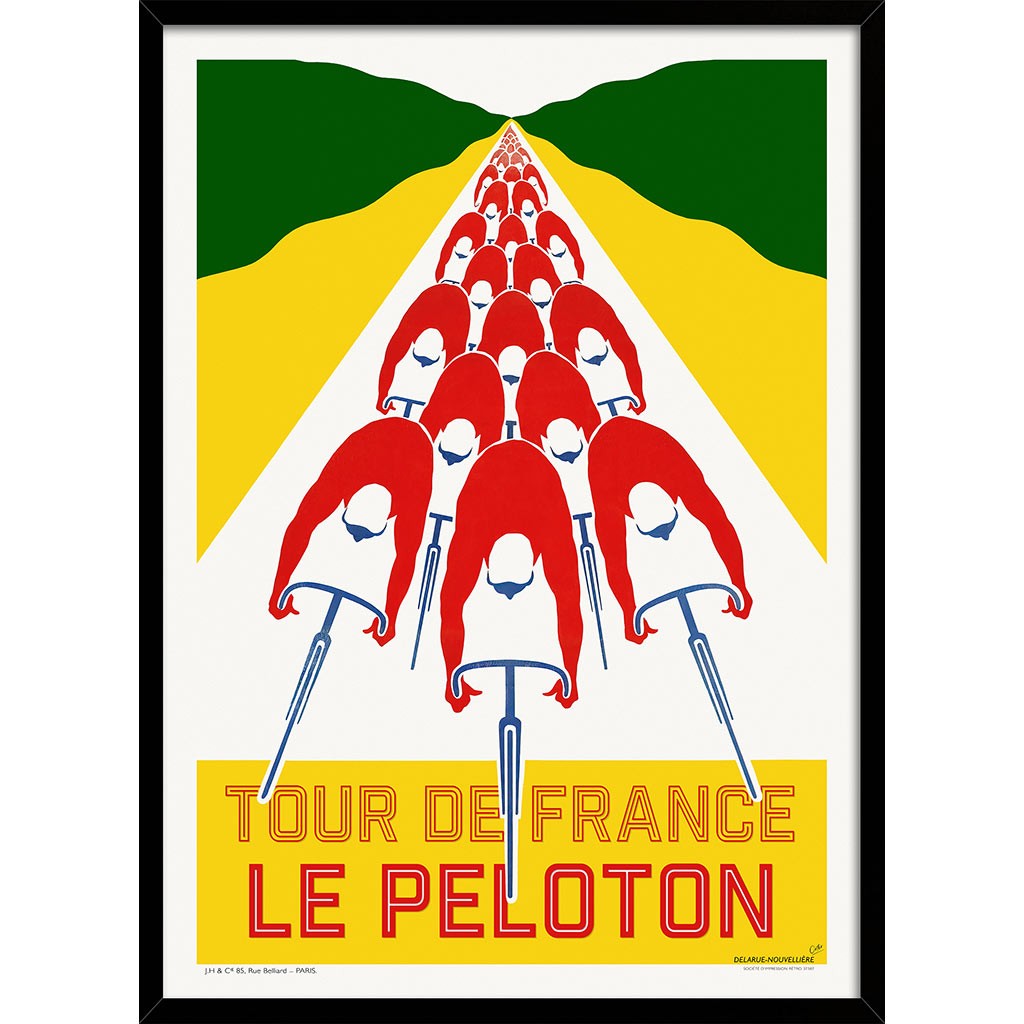 Tour De France Le Peloton | A4 210 X 297Mm 8.3 11.7 Inches / Framed Print: Black Timber Print Art