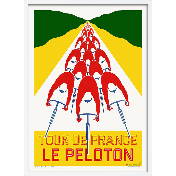 Tour De France Le Peloton | A4 210 X 297Mm 8.3 11.7 Inches / Framed Print: White Timber Print Art