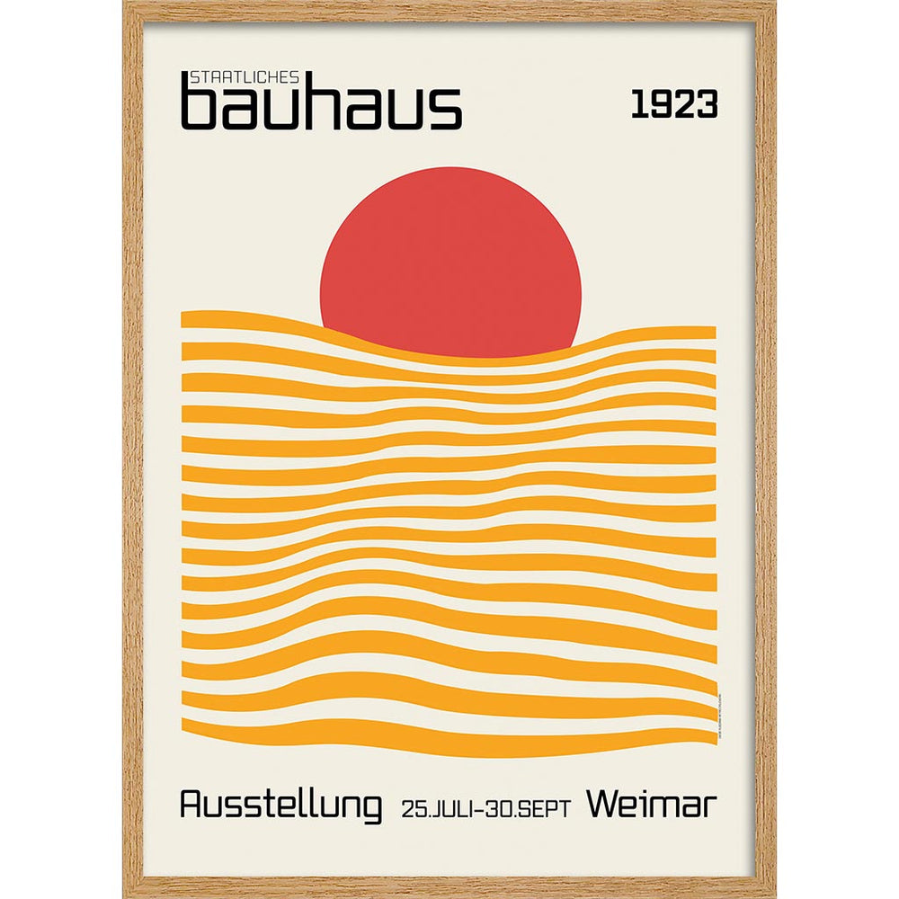 Bauhaus Sunrise | Germany A4 210 X 297Mm 8.3 11.7 Inches / Framed Print: Natural Oak Timber Print