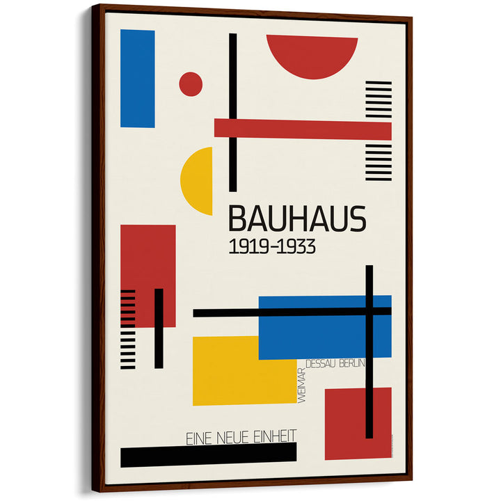 Bauhaus A New Unity | Germany A4 210 X 297Mm 8.3 11.7 Inches / Canvas Floating Frame: Chocolate Oak