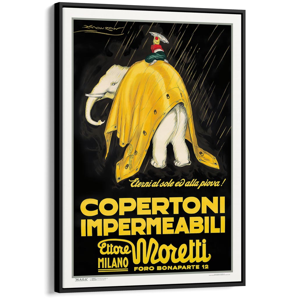 Moretti Elephant | Italy A4 210 X 297Mm 8.3 11.7 Inches / Canvas Floating Frame: Black Timber Print