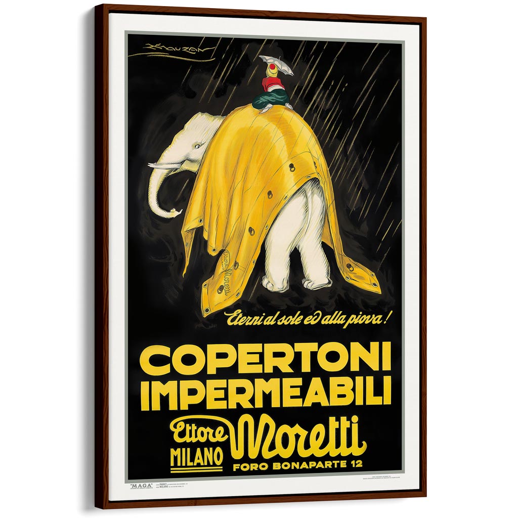 Moretti Elephant | Italy A4 210 X 297Mm 8.3 11.7 Inches / Canvas Floating Frame: Chocolate Oak