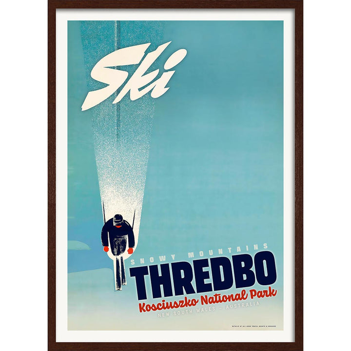 Ski Thredbo | Australia A4 210 X 297Mm 8.3 11.7 Inches / Framed Print: Chocolate Oak Timber Print