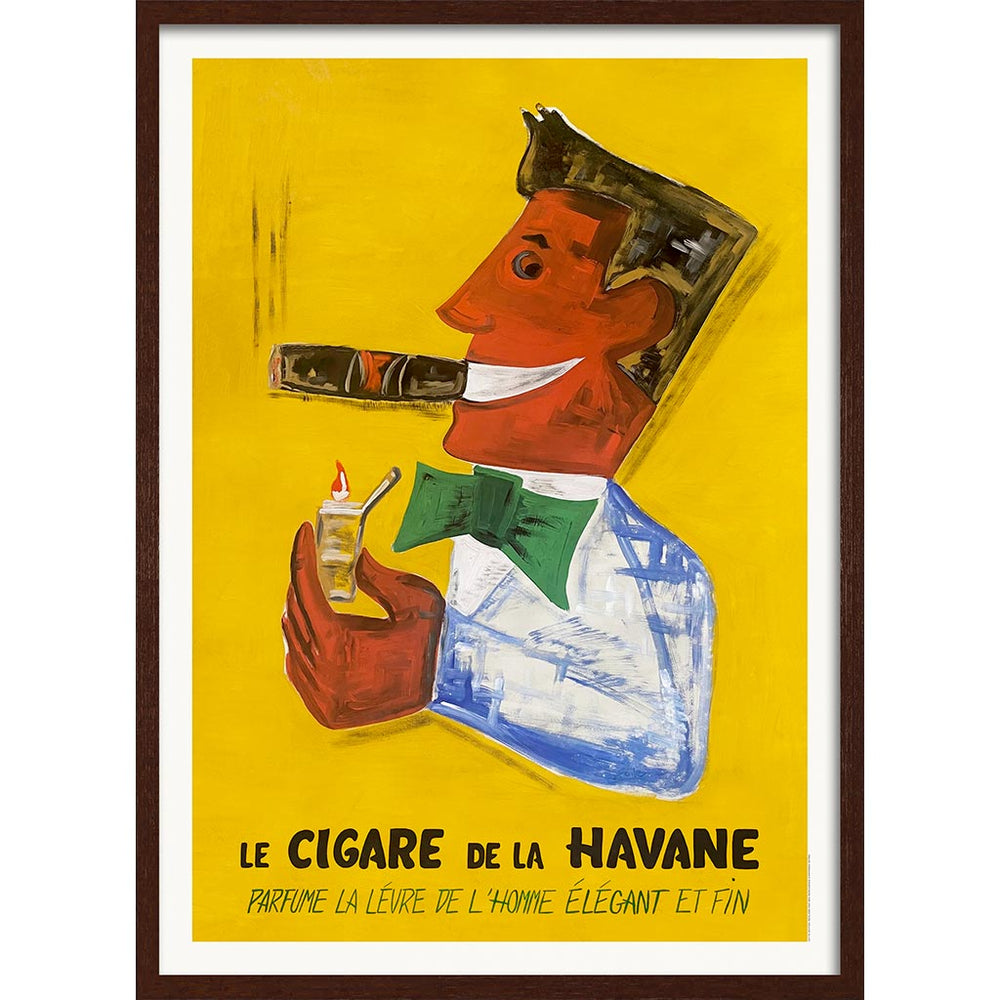 Havana Cigars | France A4 210 X 297Mm 8.3 11.7 Inches / Framed Print: Chocolate Oak Timber Print Art