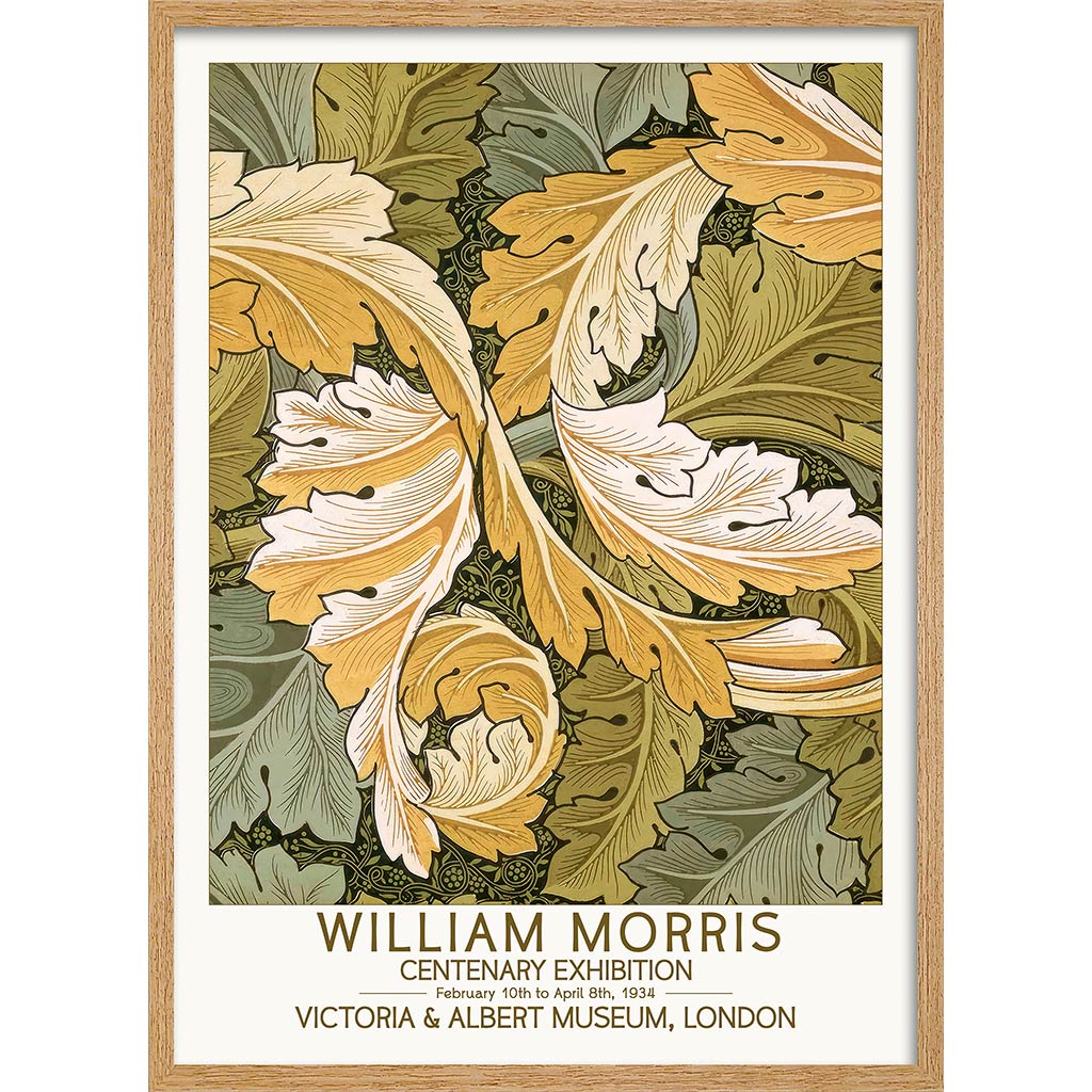 William Morris Acanthus | Great Britain A4 210 X 297Mm 8.3 11.7 Inches / Framed Print: Natural Oak