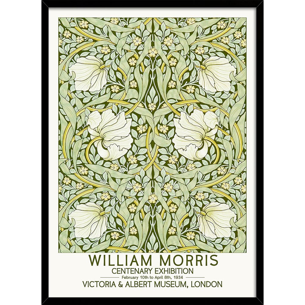 William Morris Pimpernel | Great Britain A4 210 X 297Mm 8.3 11.7 Inches / Framed Print: Black Timber