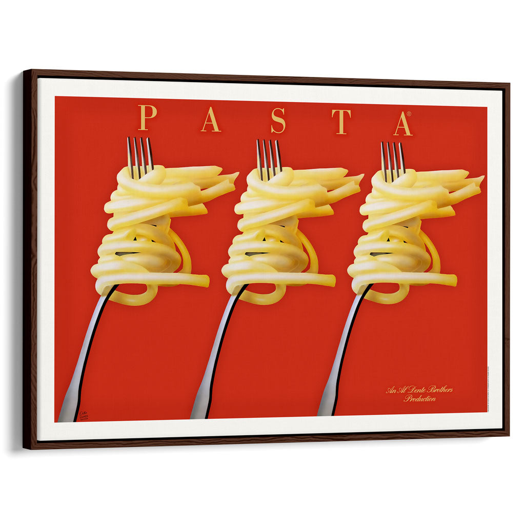 Pasta Feast | France A4 210 X 297Mm 8.3 11.7 Inches / Canvas Floating Frame: Chocolate Oak Timber