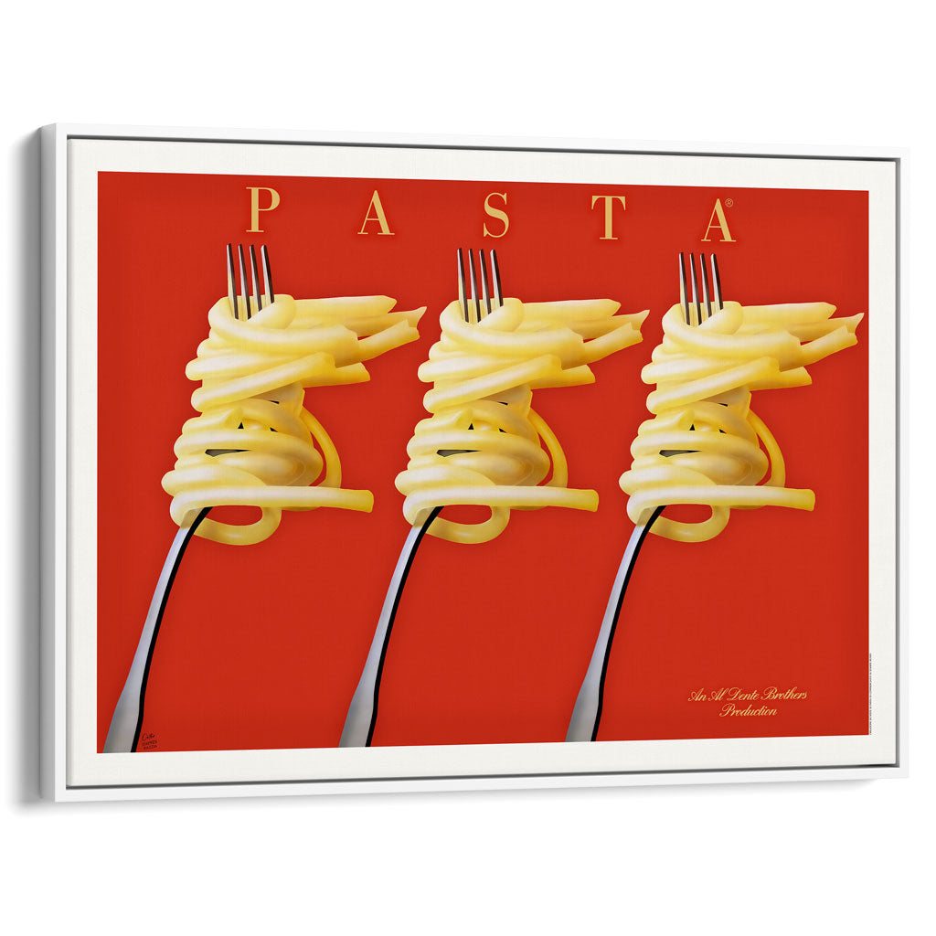 Pasta Feast | France A4 210 X 297Mm 8.3 11.7 Inches / Canvas Floating Frame: White Timber Print Art