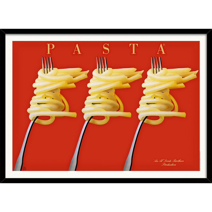 Pasta Feast | France A4 210 X 297Mm 8.3 11.7 Inches / Framed Print: Black Timber Print Art