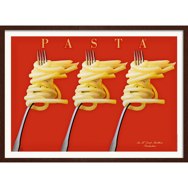 Pasta Feast | France A4 210 X 297Mm 8.3 11.7 Inches / Framed Print: Chocolate Oak Timber Print Art