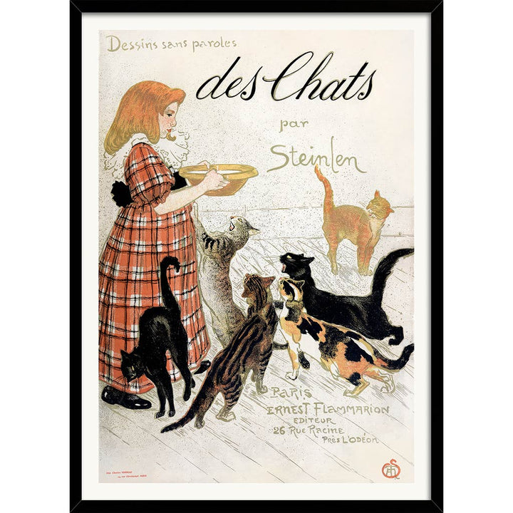 Steinlen Des Chats | France A4 210 X 297Mm 8.3 11.7 Inches / Framed Print: Black Timber Print Art