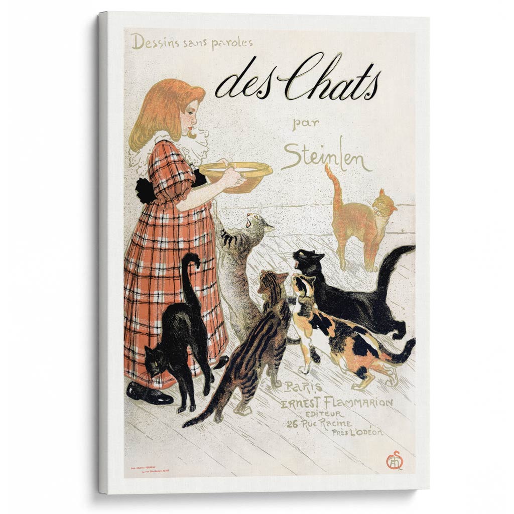 Steinlen Des Chats | France A4 210 X 297Mm 8.3 11.7 Inches / Stretched Canvas Print Art