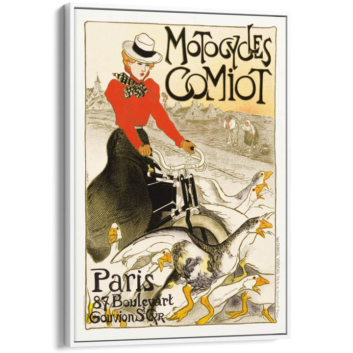 Steinlen Comiot Geese | France A4 210 X 297Mm 8.3 11.7 Inches / Canvas Floating Frame: White Timber