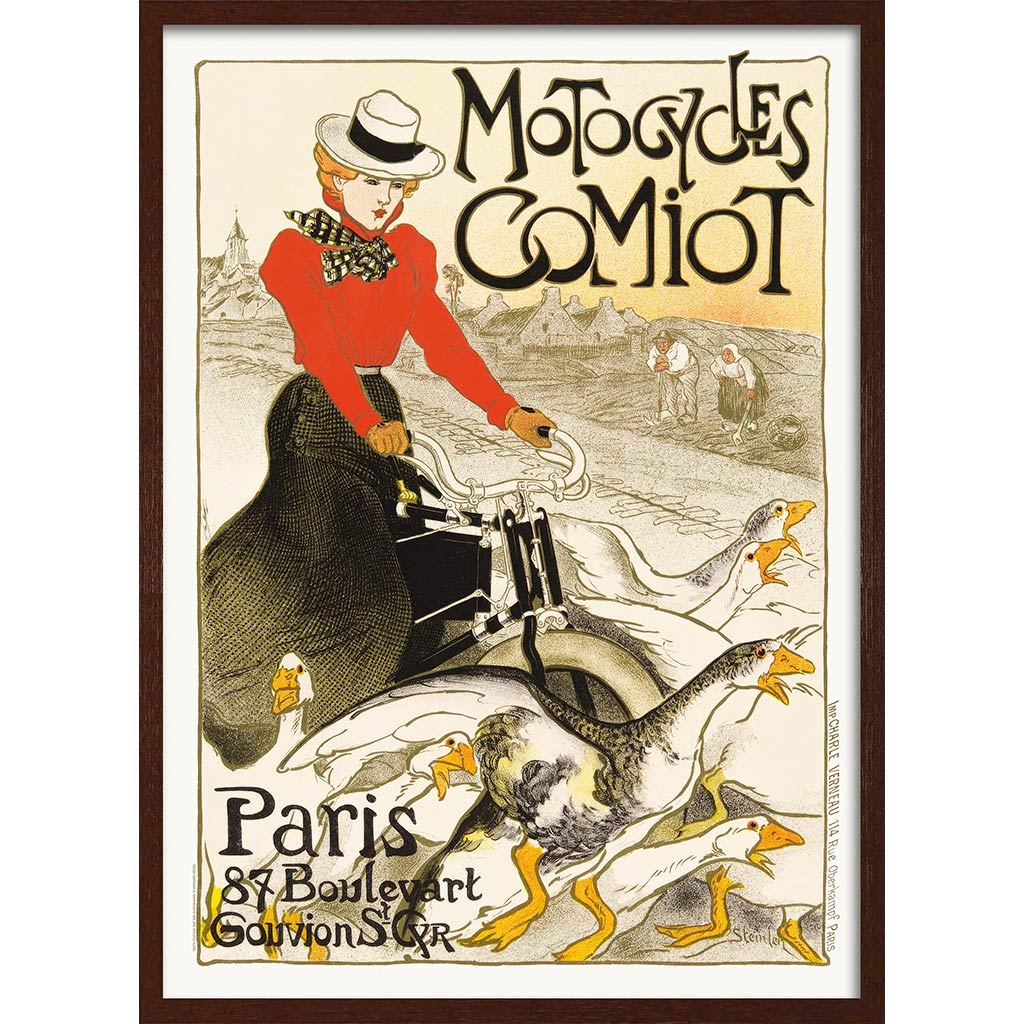 Steinlen Comiot Geese | France A4 210 X 297Mm 8.3 11.7 Inches / Framed Print: Chocolate Oak Timber
